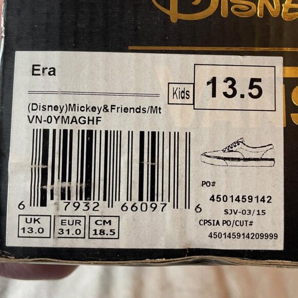 Disney Mickey & Friends "Off the Wall"  Vans Shoes Size 13.5 NEW in original Box - Picture 8 of 8